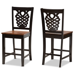 Baxton Studio Gervais Modern and Contemporary Transitional Two-Tone Dark Brown and Walnut Brown Finished Wood 2-Piece Counter Stool Set